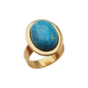 Pierścionek regulowany - Turkus owalny w srebrze złoconym