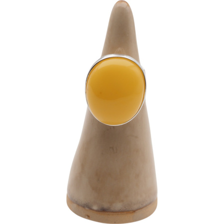 Pierścionek regulowany - Mleczny Bursztyn owal w srebrze