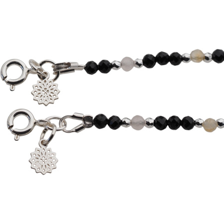 Bransoletka mix - Turmalin, cytryn, kwarc różowy i srebro