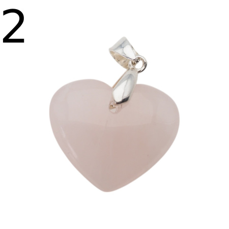 Zawieszka - Kwarc Różowy serce w srebrze