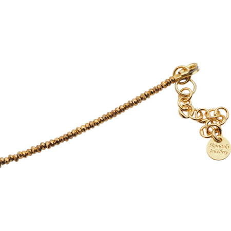 Naszyjnik urodzeniowy lipiec - rubin ,złoty hematyt i srebro złocone