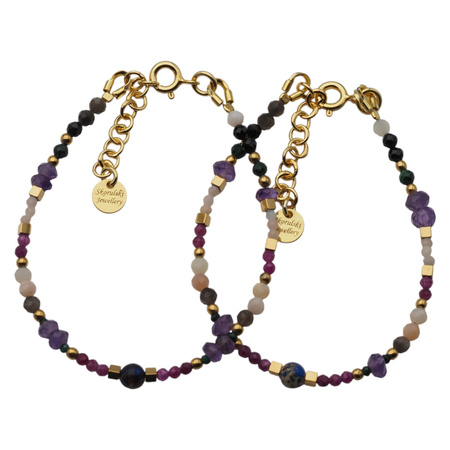 Bransoletka znak zodiaku skorpion - mix kamieni i srebro złocone