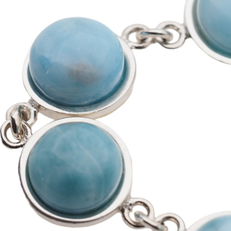 Bransoletka regulowana - Larimar koło w srebrze