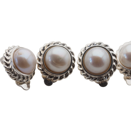 Klipsy - Perły białe koło w srebrze