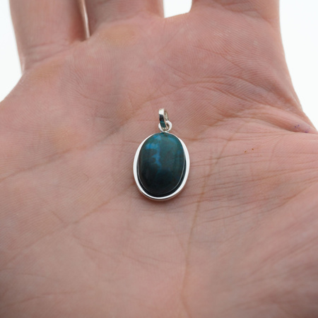 Zawieszka - Chryzokola owal 15x11 mm w srebrze