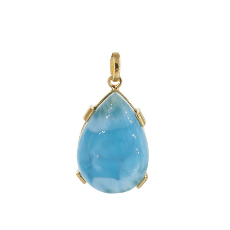 Zawieszka - larimar łza w srebrze złoconym