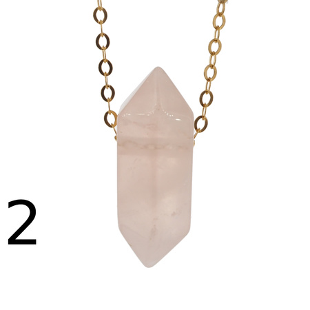Naszyjnik - Kwarc Różowy sopel na łańcuszku srebrnym złoconym
