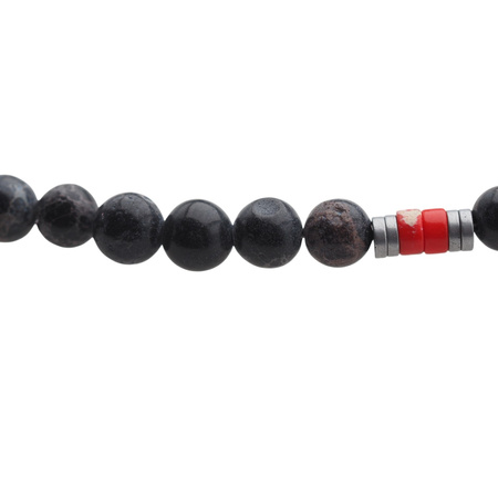 Naszyjnik męski - Jaspis, lawa, Hematyt i srebro