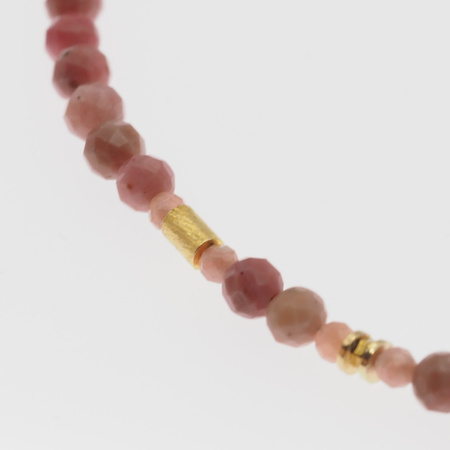 Naszyjnik regulowany - Rodochrozyt fasetowane kulki i srebro złocone