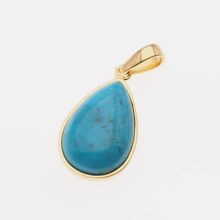 Zawieszka - Turkus łza 21x14mm w srebrze złoconym