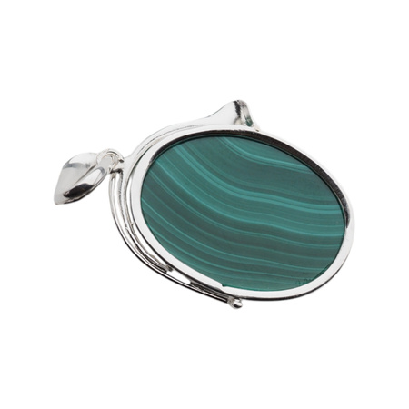 Zawieszka z owalnym malachitem w srebrze