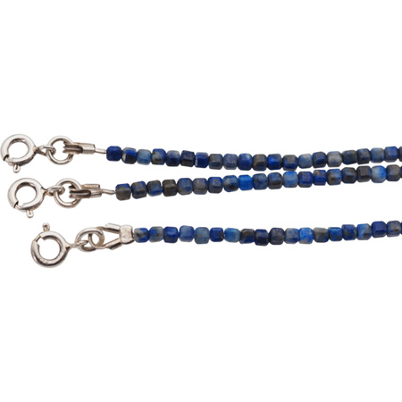 Naszyjnik - Lapis Lazuli fasetowane kostki, Hematyt i srebro