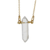 Naszyjnik - Kryształ Górski sopel na łańcuszku srebrnym złoconym