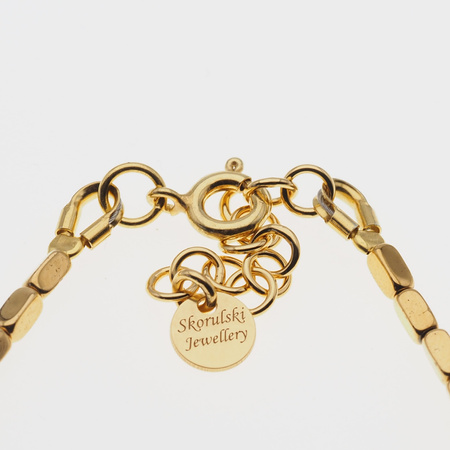 Bransoletka - złoty Hematyt prostopadłościany i srebro złocone