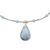 Naszyjnik z zawieszką - Larimar, Perła, Turmalin niebieski i srebro 