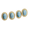 Klipsy- Larimar owal w srebrze złoconym