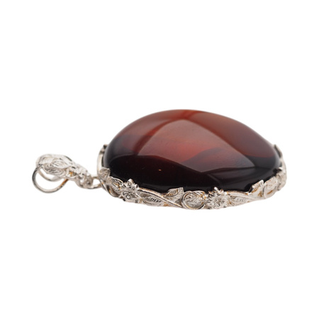 Zawieszka - Bursztyn owalny w srebrze