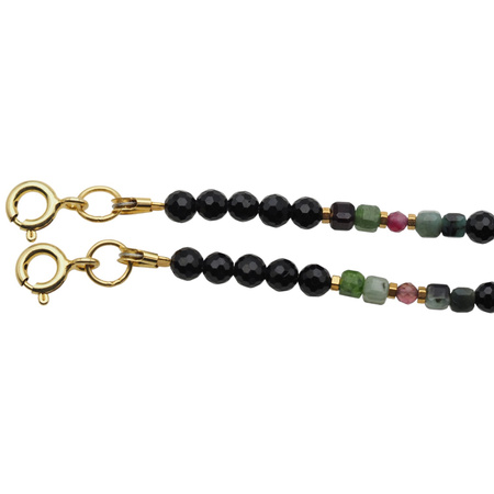 Naszyjnik mix - Turmalin, Szmaragd, Rubin i srebro złocone