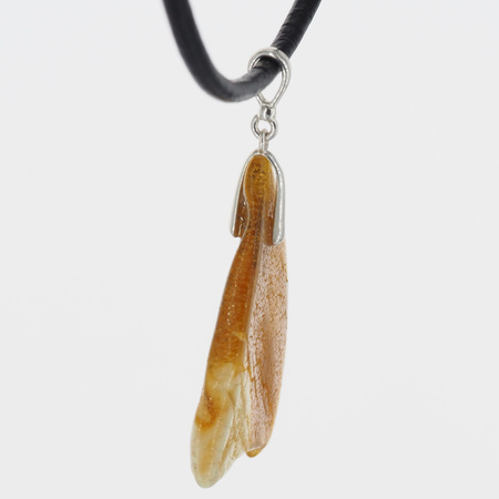 Naszyjnik na rzemieniu - surowy Bursztyn mleczny