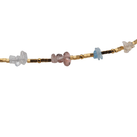 Naszyjnik długi - Mix kamieni sieczka, kostki, kulki i srebro złocone