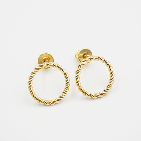 Okrągłe kolczyki sztyfty z srebra złoconego