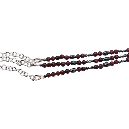 Bransoletka - Granat, Hematyt i srebro