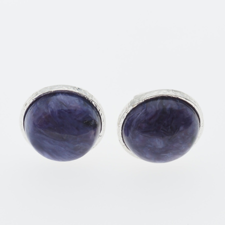 Klipsy - Czaroit koło 15 mm w srebrze młotkowanym