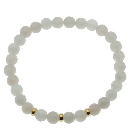 Bransoletka 18,5 cm - fasetowany Kwarc Różowy kulki i srebro złocone