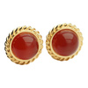 Klipsy - Agat czerwony koło w srebrze złoconym