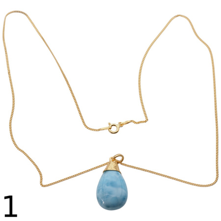 Naszyjnik z zawieszką - Larimar i srebro złocone