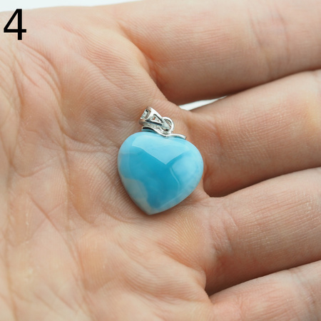 Zawieszka - larimar serce w srebrze rodowanym