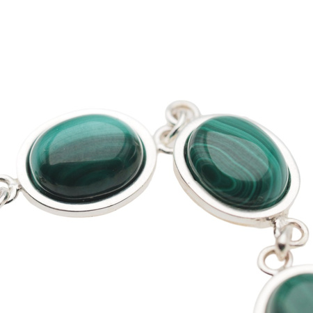 Bransoletka z owalnym malachitem w srebrze