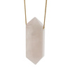Naszyjnik - Kwarc Różowy sopel na łańcuszku srebrnym złoconym