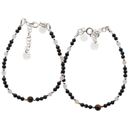 Bransoletka mix - Turmalin, cytryn, kwarc różowy i srebro