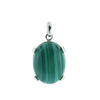 Zawieszka z owalnym malachitem w srebrze rodowanym