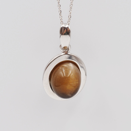 Zawieszka z owalnym Kamieniem Słonecznym w srebrze rodowanym