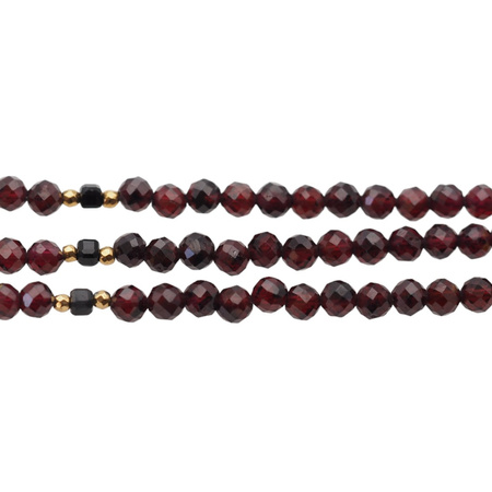 Bransoletka regulowana - Granat, Turmalin czarny, Hematyt i srebro złocone