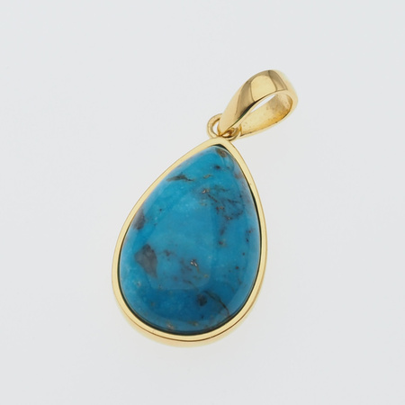 Zawieszka - Turkus łza 21,5x14mm w srebrze złoconym