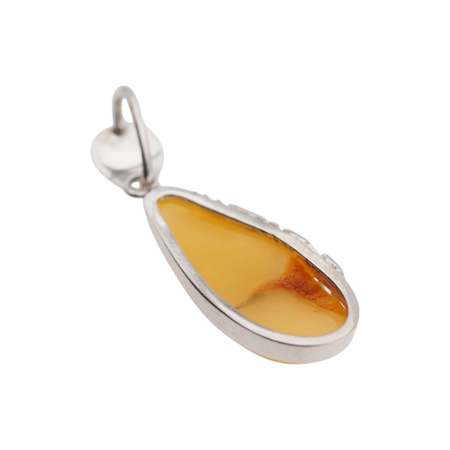 Zawieszka - Bursztyn mleczny w srebrze
