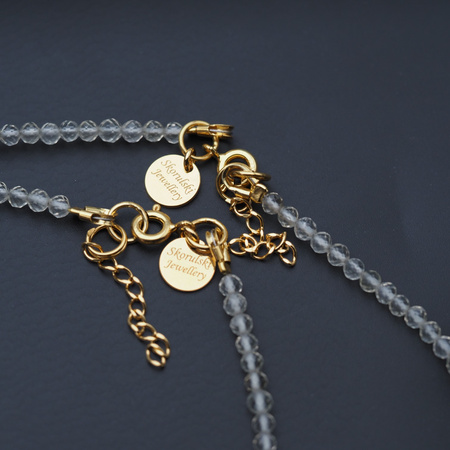 Naszyjnik - Cytryn fasetowane kulki i srebro złocone