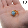 Pierścionek regulowany - okrągły Larimar 12-13mm w srebrze złoconym