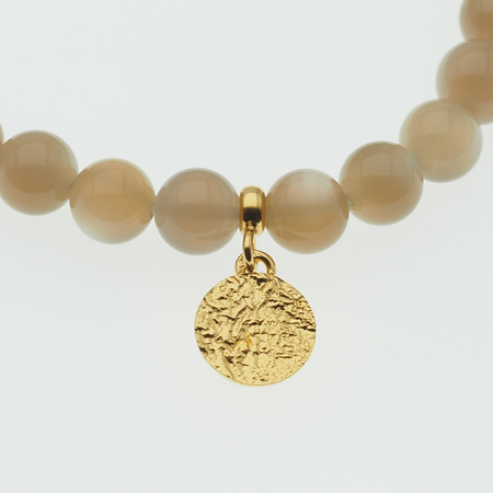 Bransoletka 18 cm - Kamień Słoneczny kulki i srebro złocone