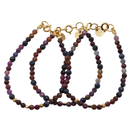 Bransoletka - Szafir i Rubin fasetowane kulki