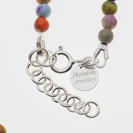 Naszyjnik - Jaspis cesarski kolorowy, słońce i srebro