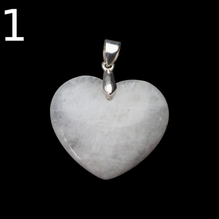 Zawieszka - Kamień Księżycowy serce w srebrze