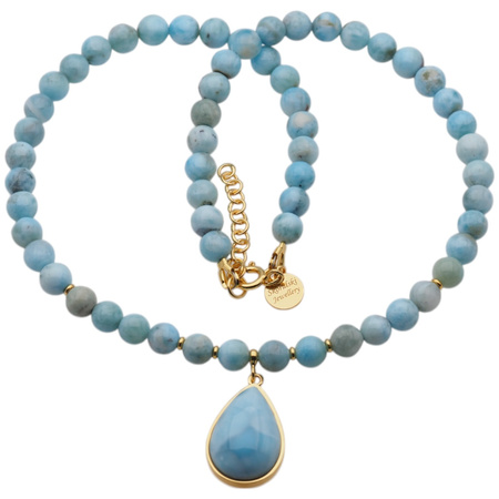 Naszyjnik z zawieszką - Larimar i srebro złocone