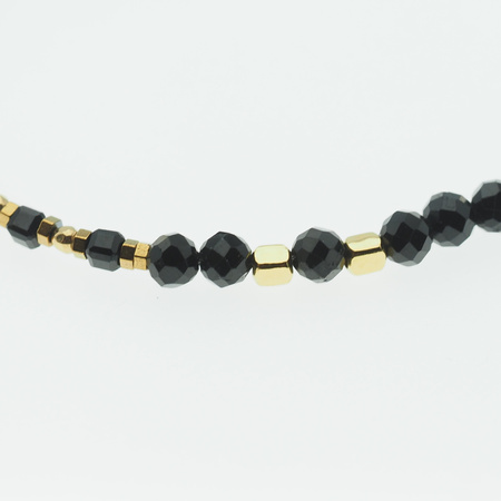 Bransoletka - cięty Turmalin czarny. Hematyt i srebro złocone