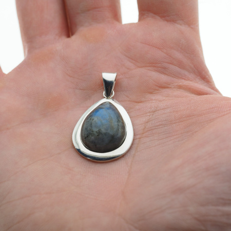 Zawieszka srebrna z labradorytem - łza