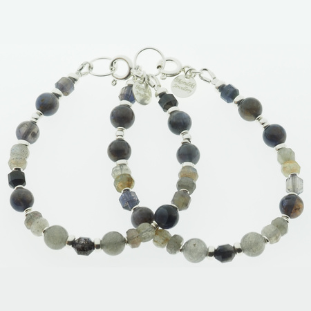 Bransoletka - Labradory, Iolit i srebro