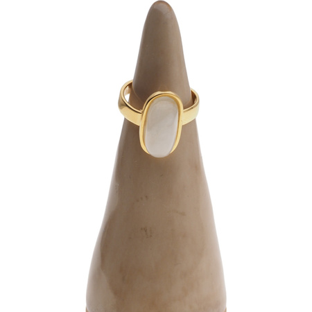 Pierścionek regulowany - Kamień Księżycowy owal i srebro złocone